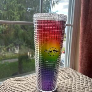 2023 Hard Rock Cafe Gay Pride Rainbow Gradient 24 oz Tumbler with Straw